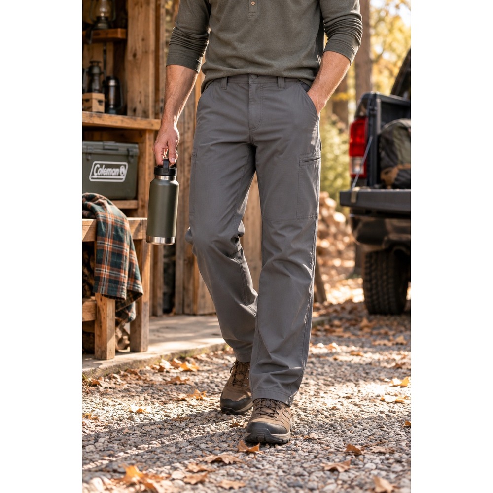 Coleman Men's 36x32 Ripstop Utility Cargo Pants Gray Stretch Workwear NWT